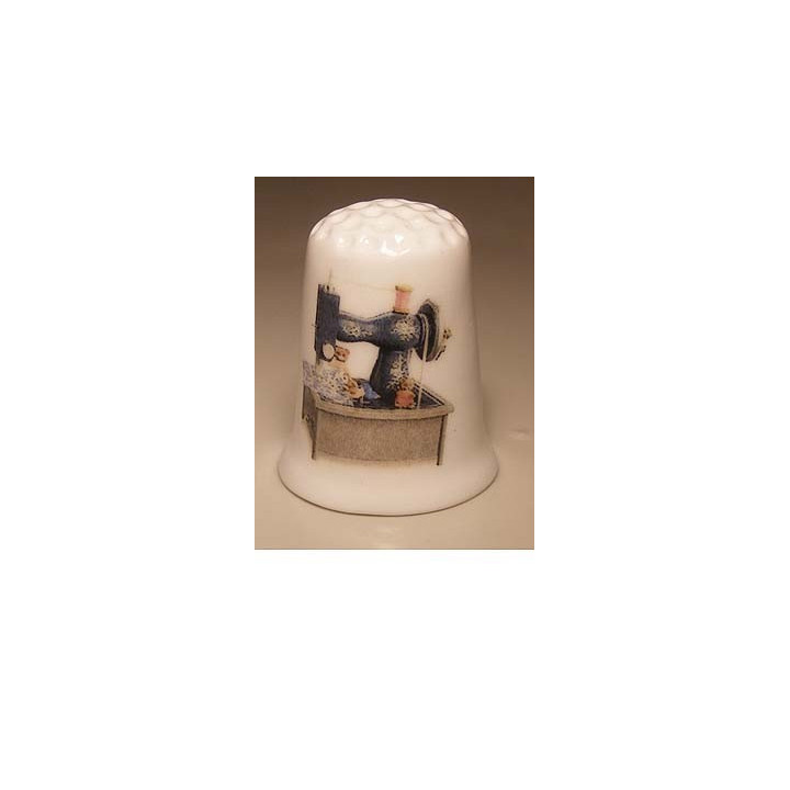 Naaimachine muziekdoos met beren vingerhoedje