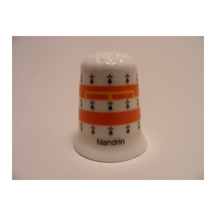 Nandrin vlag Belgie op een porselein vingerhoedje