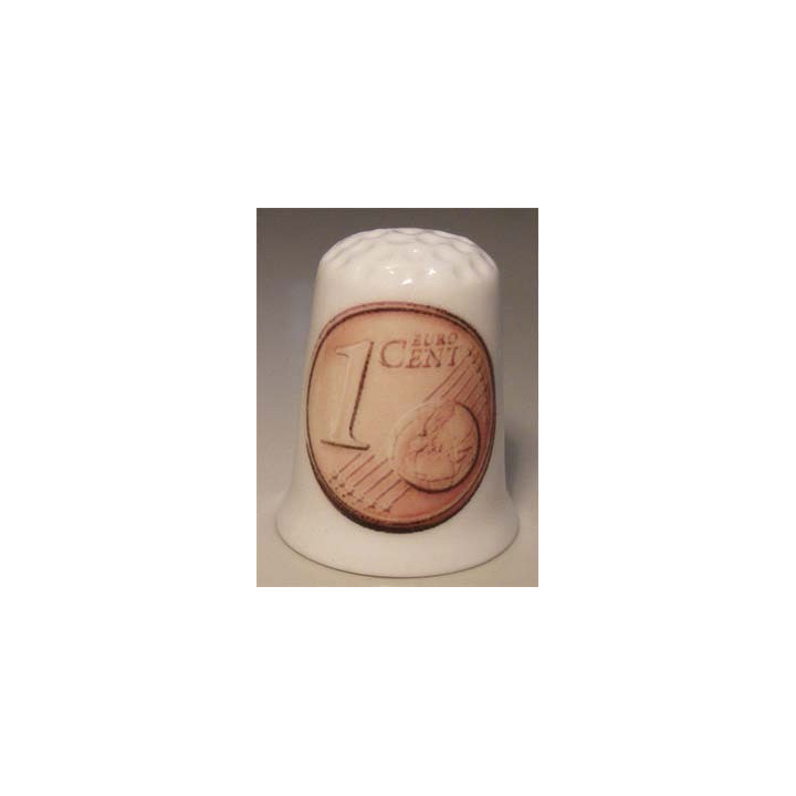 Euromunt geld 1 eurocent vingerhoedje