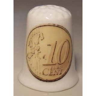 Euromunt geld 10 eurocent vingerhoedje