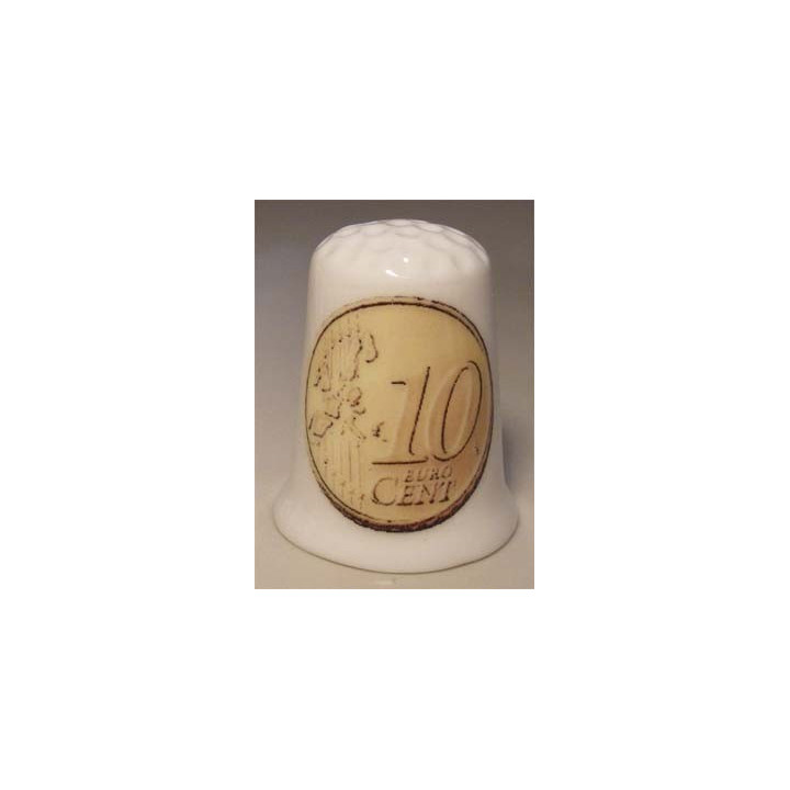 Euromunt geld 10 eurocent vingerhoedje