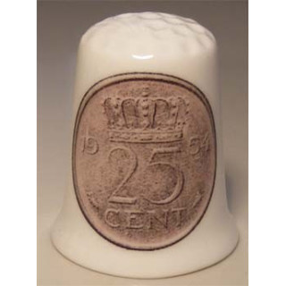 Nederlands geld heitje kwartje 25 cent vingerhoedje