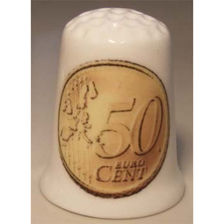 Euromunt geld 50 eurocent vingerhoedje