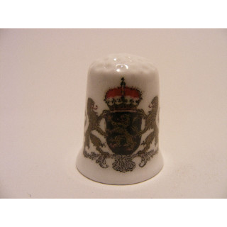 Nederlandse stadswapen van Noord Brabant op een porselein vingerhoedje Nederlandse stadswapen van Noord Brabant op een porselein vingerhoedje