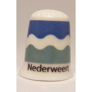 Nederweert Nederlandse gemeentevlag op een porselein vingerhoedje