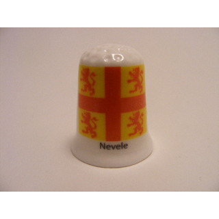 Nevele vlag Belgie op een porselein vingerhoedje