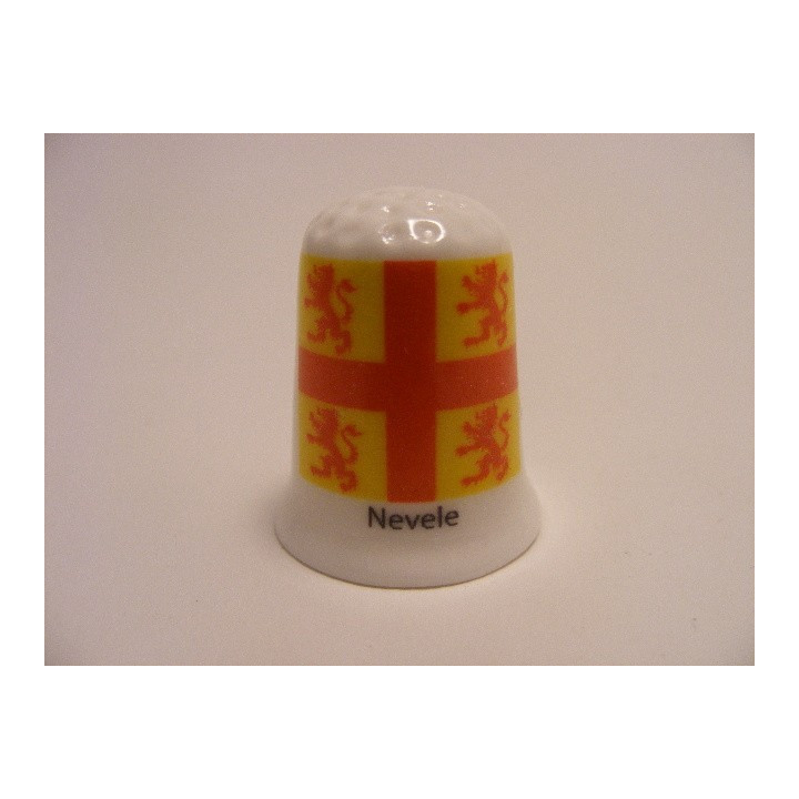 Nevele vlag Belgie op een porselein vingerhoedje