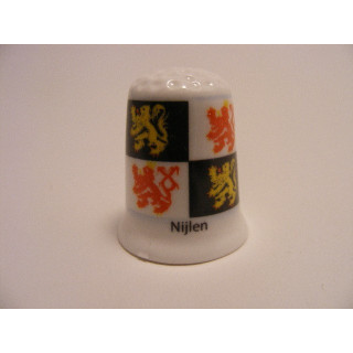 Nijlen vlag Belgie op een porselein vingerhoedje