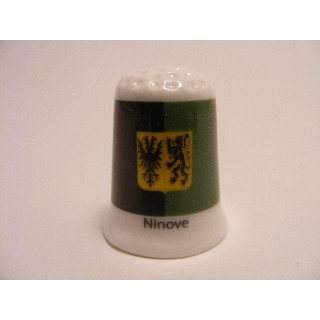 Ninove vlag Belgie op een porselein vingerhoedje