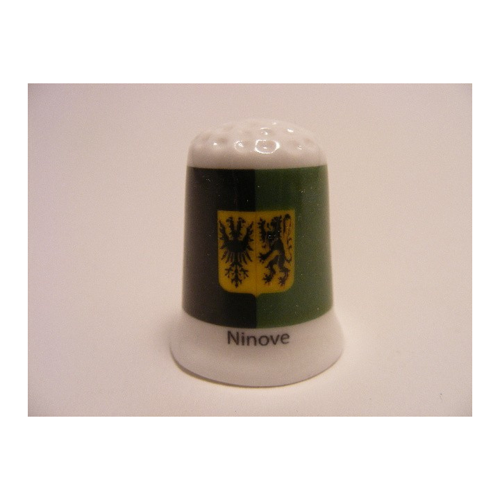 Ninove vlag Belgie op een porselein vingerhoedje