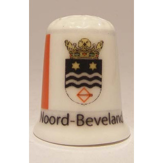 Noord Beveland Nederlandse gemeentevlag op een porselein vingerhoedje