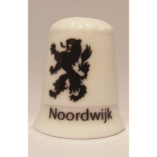 Noordwijk Nederlandse gemeentevlag op een porselein vingerhoedje