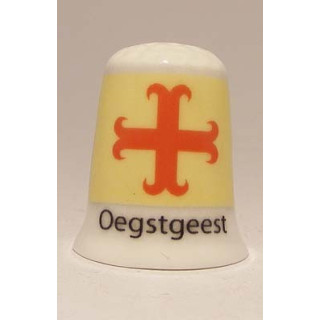 Oegstgeest Nederlandse gemeentevlag op een porselein vingerhoedje