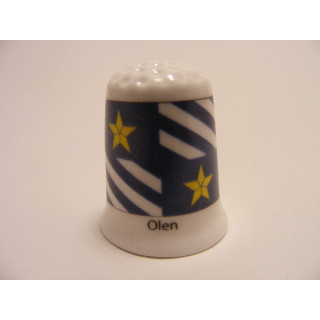 Olen vlag Belgie op een porselein vingerhoedje