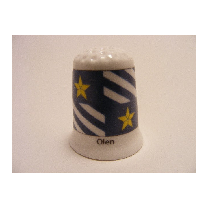 Olen vlag Belgie op een porselein vingerhoedje