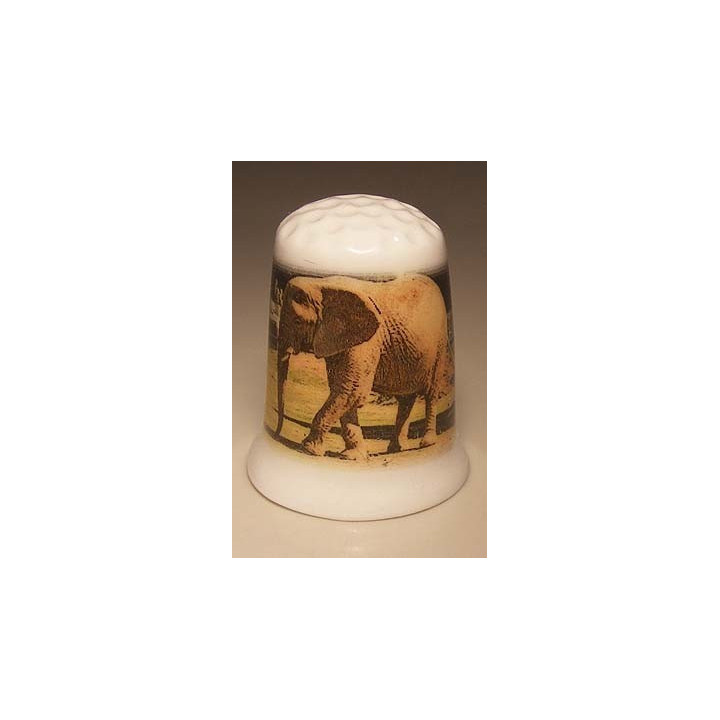 Olifant afbeelding op een porselein vingerhoedje