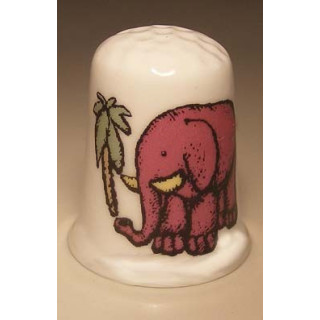 Olifant met palmboom tekening vingerhoedje