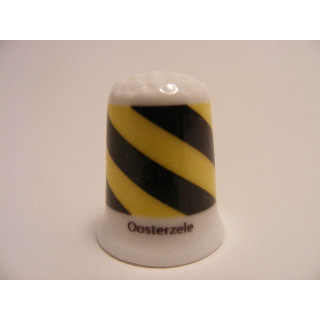 Oosterzele vlag Belgie op een porselein vingerhoedje