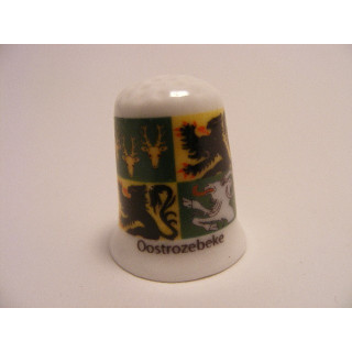 Oostrozebeke vlag Belgie op een porselein vingerhoedje