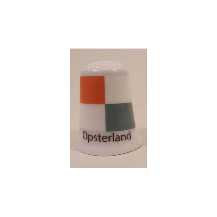 Opsterland Nederlandse gemeentevlag op een porselein vingerhoedje