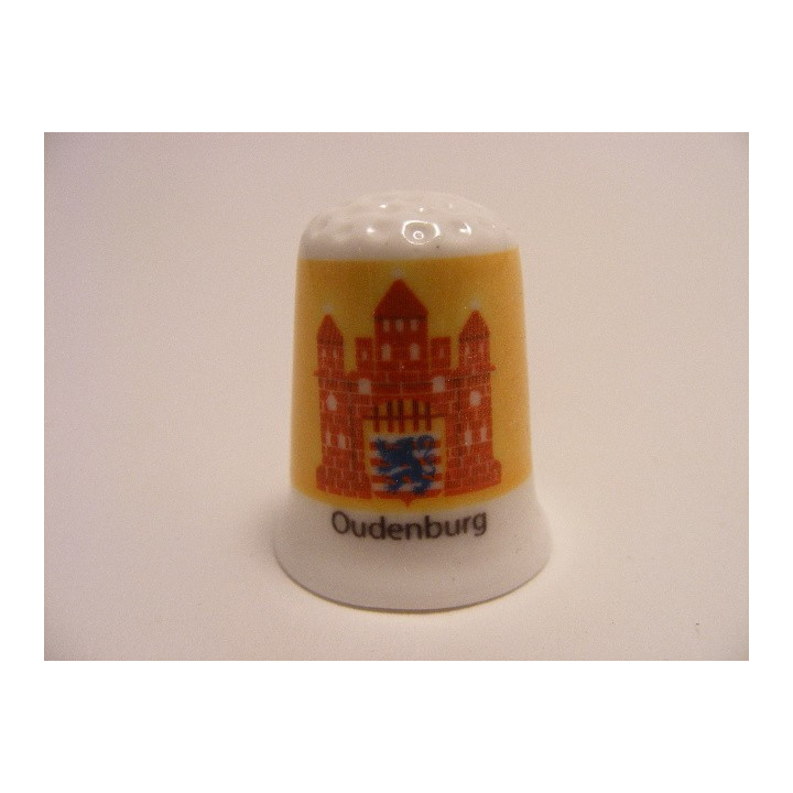 Oudenburg vlag Belgie op een porselein vingerhoedje