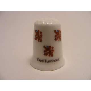 Oud-Turnhout vlag Belgie op een porselein vingerhoedje