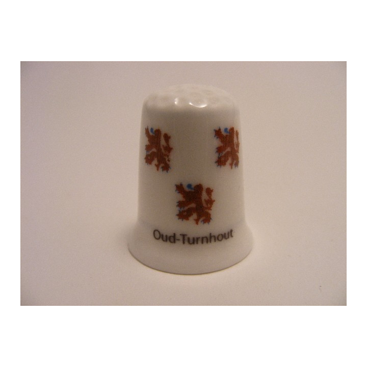 Oud-Turnhout vlag Belgie op een porselein vingerhoedje