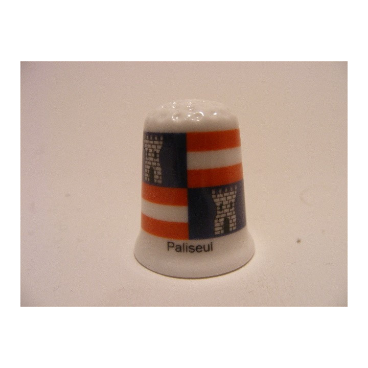 Paliseul gemeente vlag in Belgie op een porselein vingerhoedje