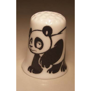 Panda bedrukking op een porselein vingerhoedje