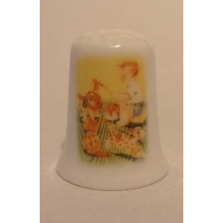 Peuter zit te verven vingerhoedje