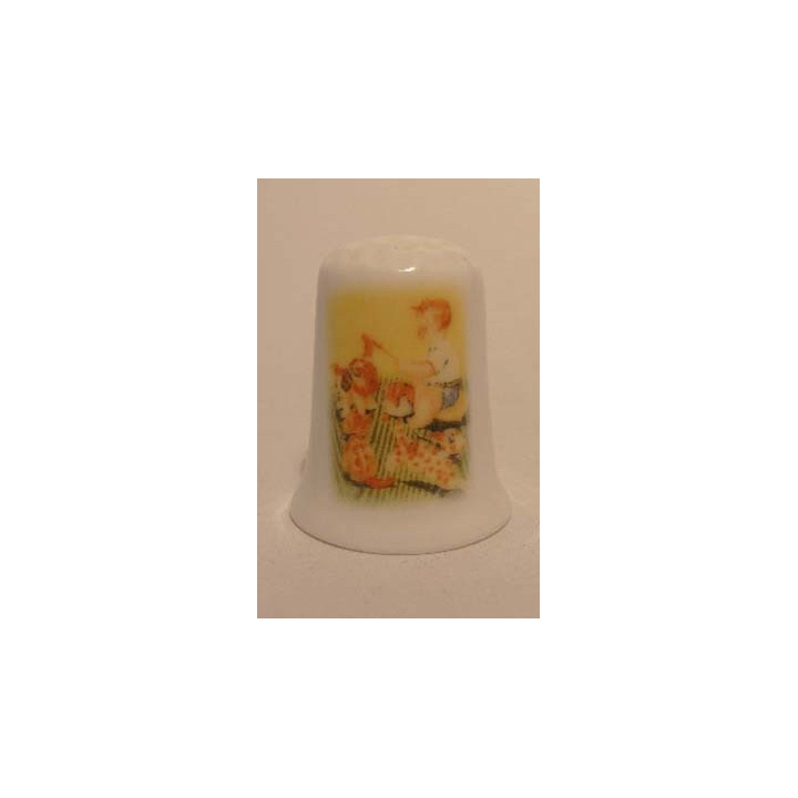 Peuter zit te verven vingerhoedje