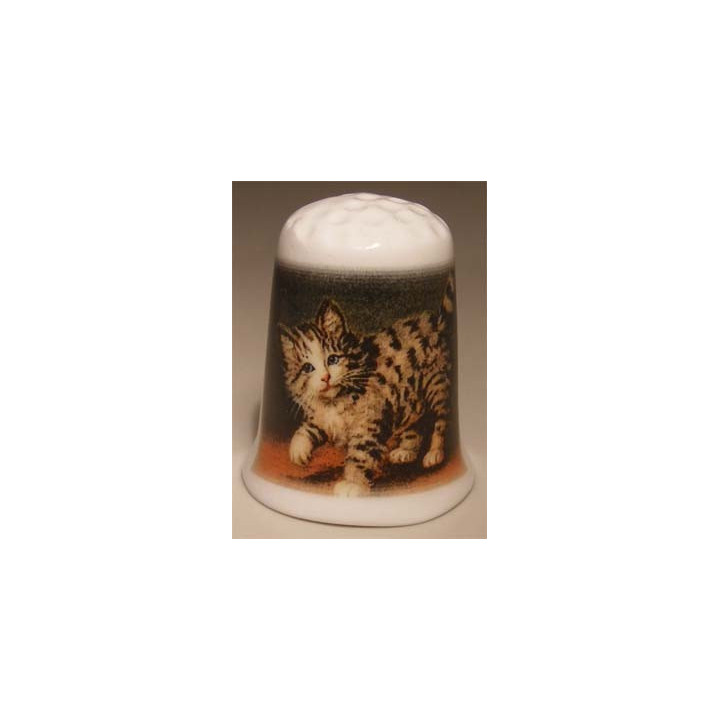 Poes op een porselein vingerhoedje nr02