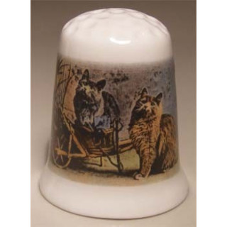 Poezen bedrukking op een porselein vingerhoedje