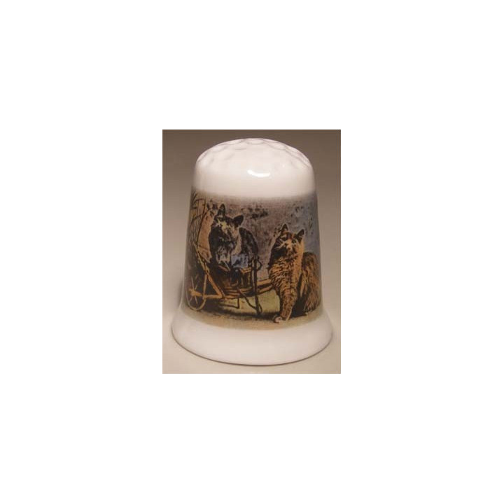 Poezen bedrukking op een porselein vingerhoedje