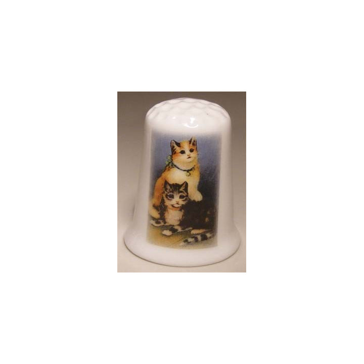 Poezen op een porselein vingerhoedje nr02