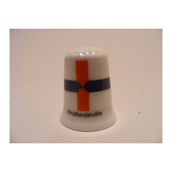 Profondeville gemeente vlag in Belgie op een porselein vingerhoedje