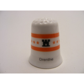 Provincievlag Drenthe op een porselein vingerhoedje