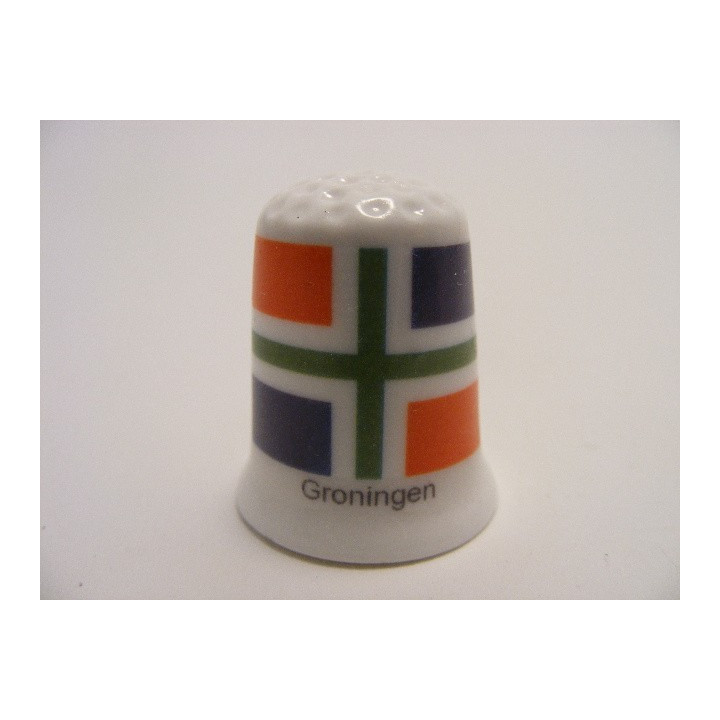 Provincievlag Groningen op een porselein vingerhoedje