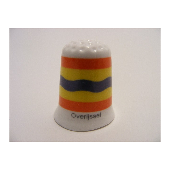 Provincievlag Overijssel op een porselein vingerhoedje