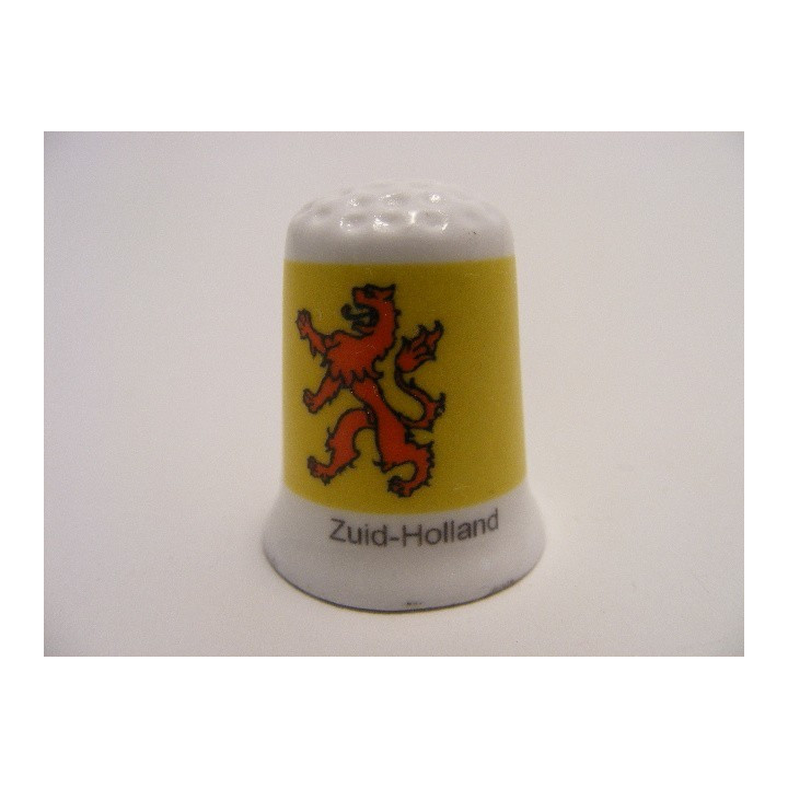 Provincievlag Zuid-Holland op een porselein vingerhoedje