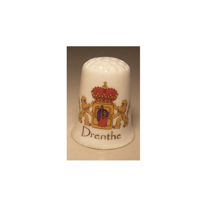 Provinciewapen Drenthe op een porselein vingerhoedje