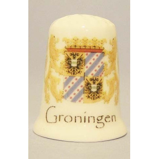 Provinciewapen Groningen op een porselein vingerhoedje