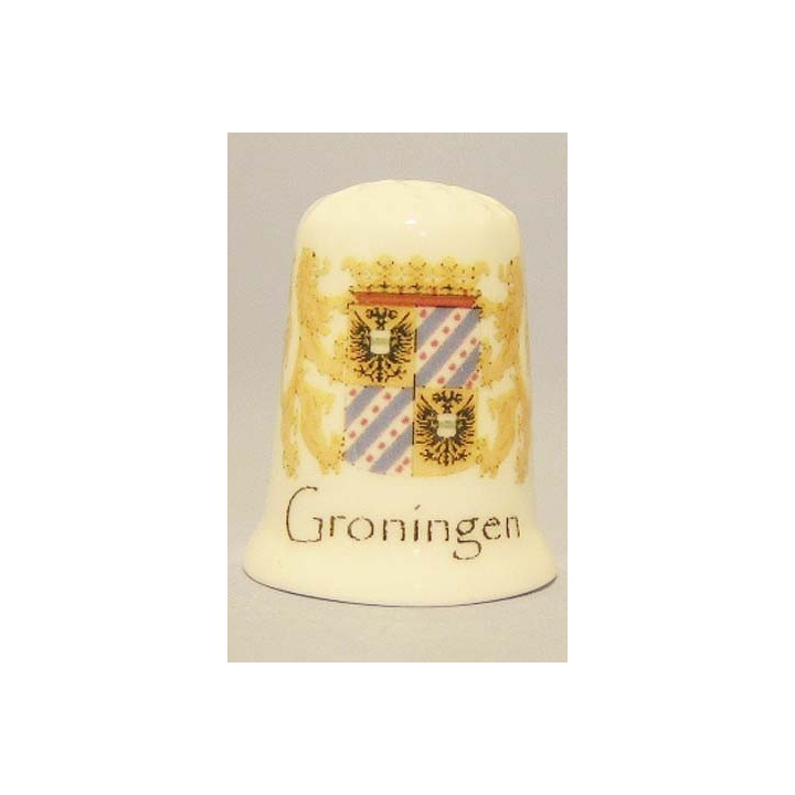 Provinciewapen Groningen op een porselein vingerhoedje