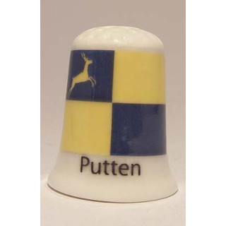 Putten Nederlandse gemeentevlag op een porselein vingerhoedje