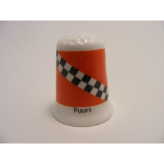 Puurs vlag Belgie op een porselein vingerhoedje