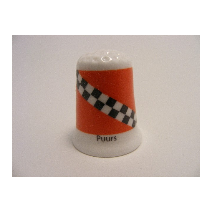 Puurs vlag Belgie op een porselein vingerhoedje