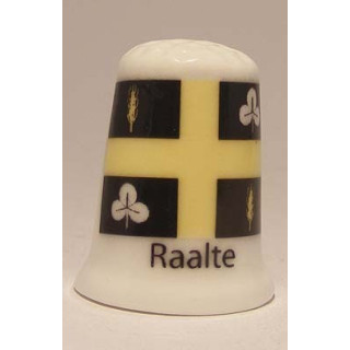 Raalte Nederlandse gemeentevlag op een porselein vingerhoedje
