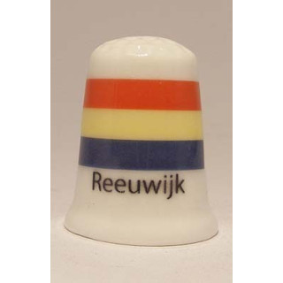 Reeuwijk Nederlandse gemeentevlag op een porselein vingerhoedje