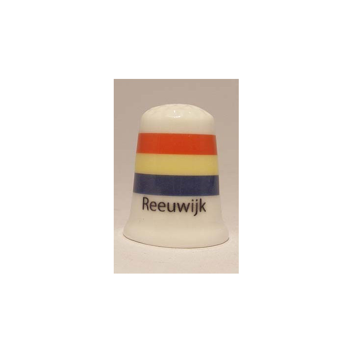 Reeuwijk Nederlandse gemeentevlag op een porselein vingerhoedje