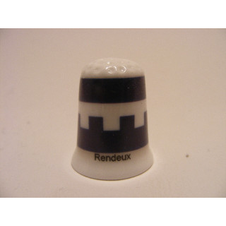 Rendeux gemeente vlag in Belgie op een porselein vingerhoedje